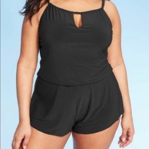 NWT AquaGreen Women's High Neck Swim Romper sz 16W
